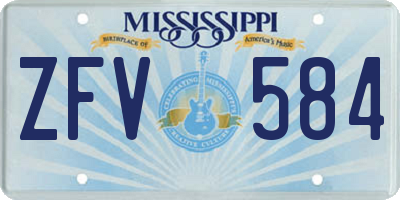 MS license plate ZFV584