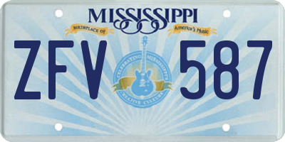 MS license plate ZFV587