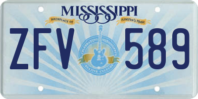 MS license plate ZFV589