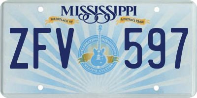 MS license plate ZFV597