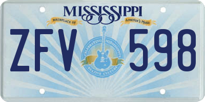 MS license plate ZFV598
