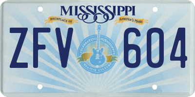 MS license plate ZFV604