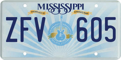 MS license plate ZFV605