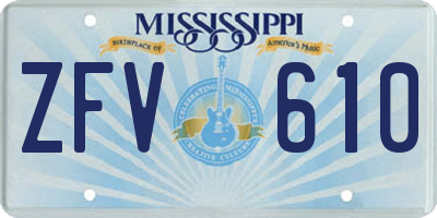 MS license plate ZFV610