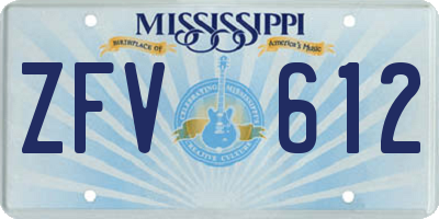 MS license plate ZFV612
