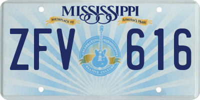 MS license plate ZFV616