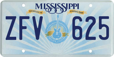 MS license plate ZFV625