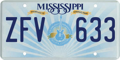 MS license plate ZFV633