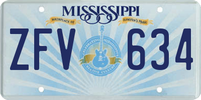 MS license plate ZFV634