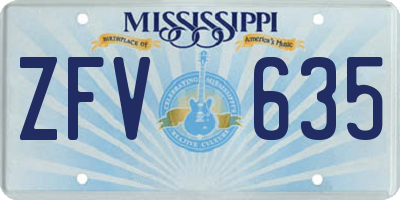 MS license plate ZFV635