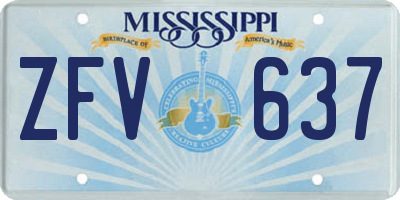 MS license plate ZFV637