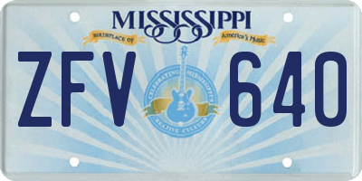 MS license plate ZFV640