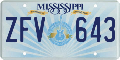MS license plate ZFV643