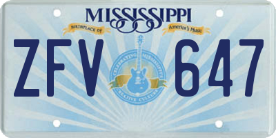 MS license plate ZFV647