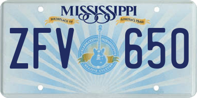MS license plate ZFV650