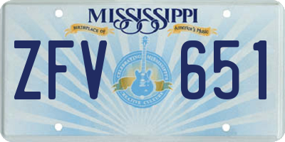 MS license plate ZFV651