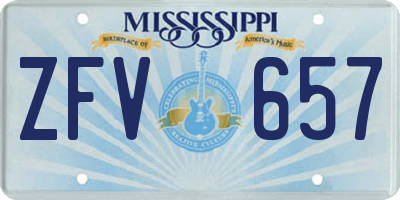 MS license plate ZFV657