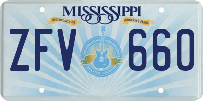 MS license plate ZFV660