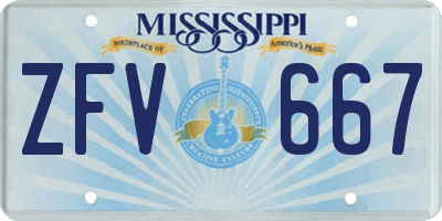 MS license plate ZFV667