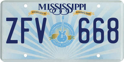 MS license plate ZFV668