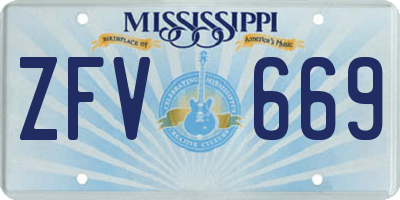 MS license plate ZFV669