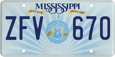 MS license plate ZFV670