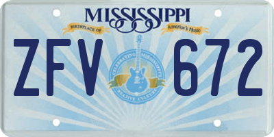 MS license plate ZFV672
