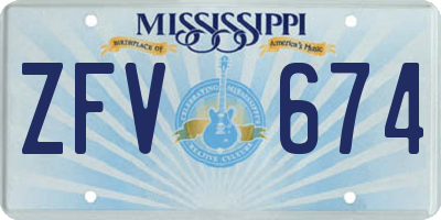 MS license plate ZFV674