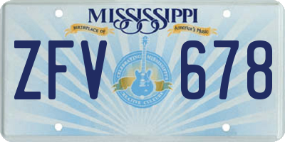 MS license plate ZFV678