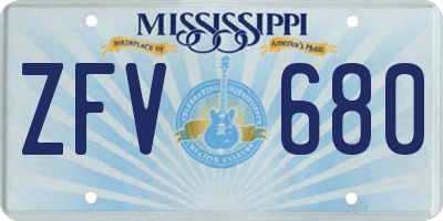MS license plate ZFV680