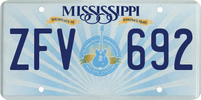 MS license plate ZFV692
