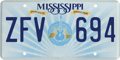 MS license plate ZFV694