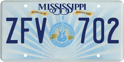 MS license plate ZFV702