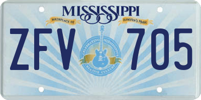 MS license plate ZFV705
