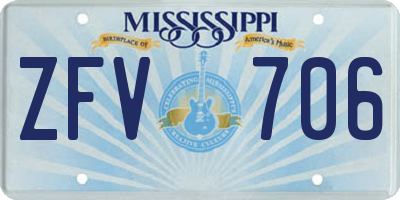 MS license plate ZFV706