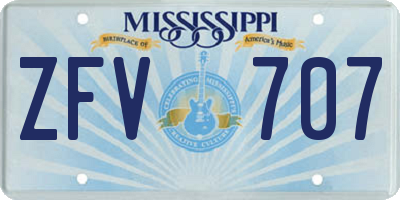 MS license plate ZFV707
