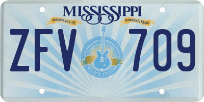 MS license plate ZFV709