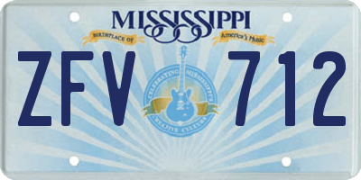 MS license plate ZFV712