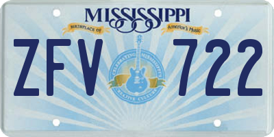 MS license plate ZFV722
