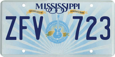 MS license plate ZFV723