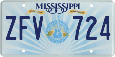MS license plate ZFV724
