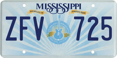 MS license plate ZFV725