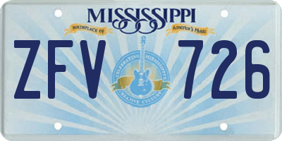 MS license plate ZFV726