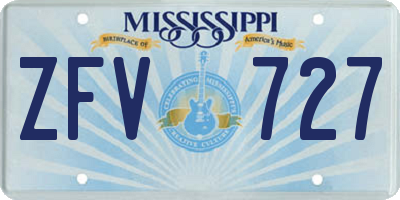 MS license plate ZFV727