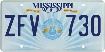 MS license plate ZFV730