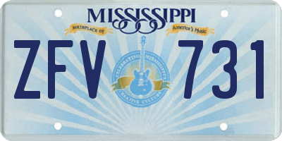 MS license plate ZFV731
