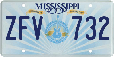 MS license plate ZFV732