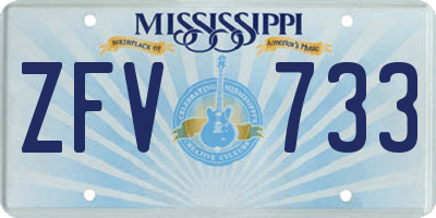 MS license plate ZFV733