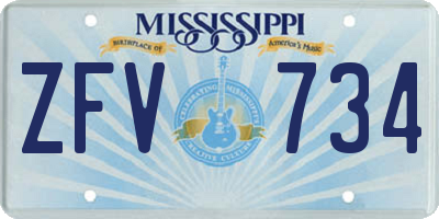 MS license plate ZFV734