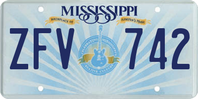 MS license plate ZFV742